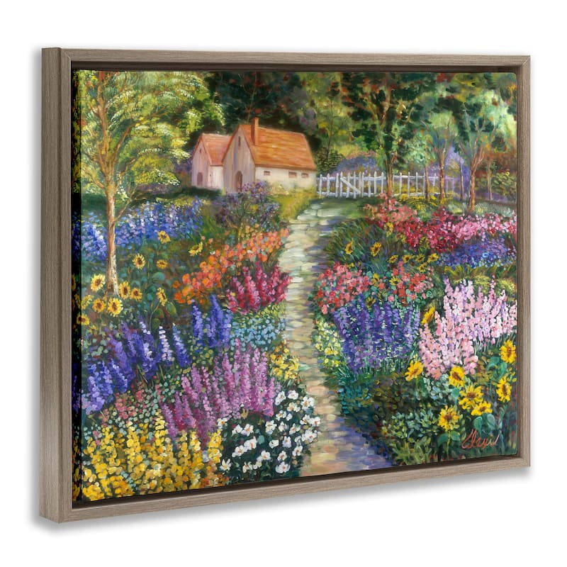 Stupell Floral Cottage Gardens Framed Floater Canvas Wall Art Design by Alexi Fine