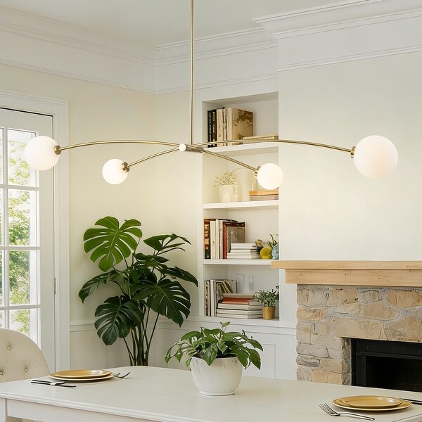 Starsky 4-Light Linear Pendant Light with Modern Milky White Glass