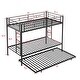 preview thumbnail 21 of 22, Twin over Twin Metal Bunk Bed with Trundle and Two Ladders, Easy Assembly