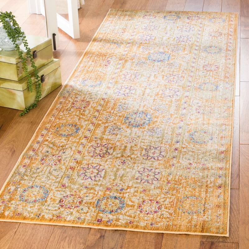 SAFAVIEH Sutton Andina Boho Oriental Polyester Rug - 2'9" x 10' Runner - Gold/Ivory - Runner