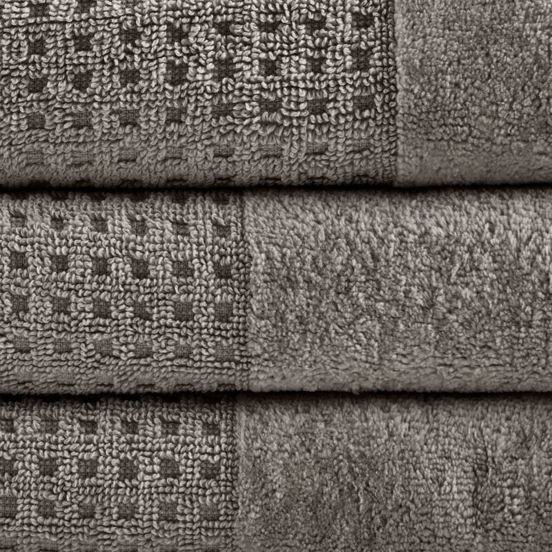 Madison Park Spa Waffle Cotton Waffle Jacquard Antimicrobial Bath Towel 6 Piece Set
