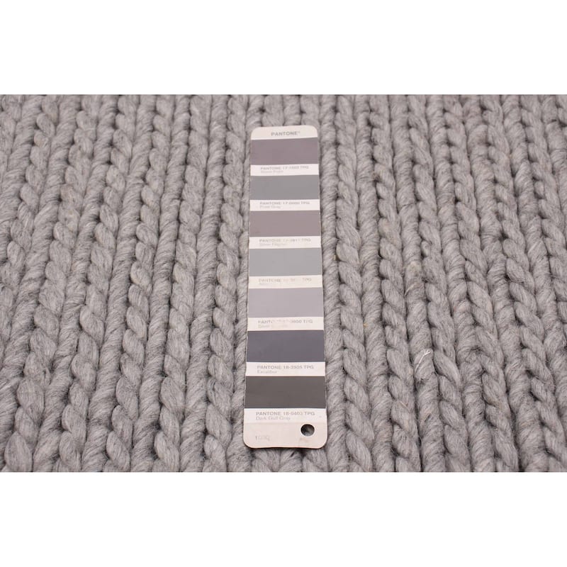 ECARPETGALLERY Braid weave Sienna Grey Wool Rug - 2'4 x 19'6