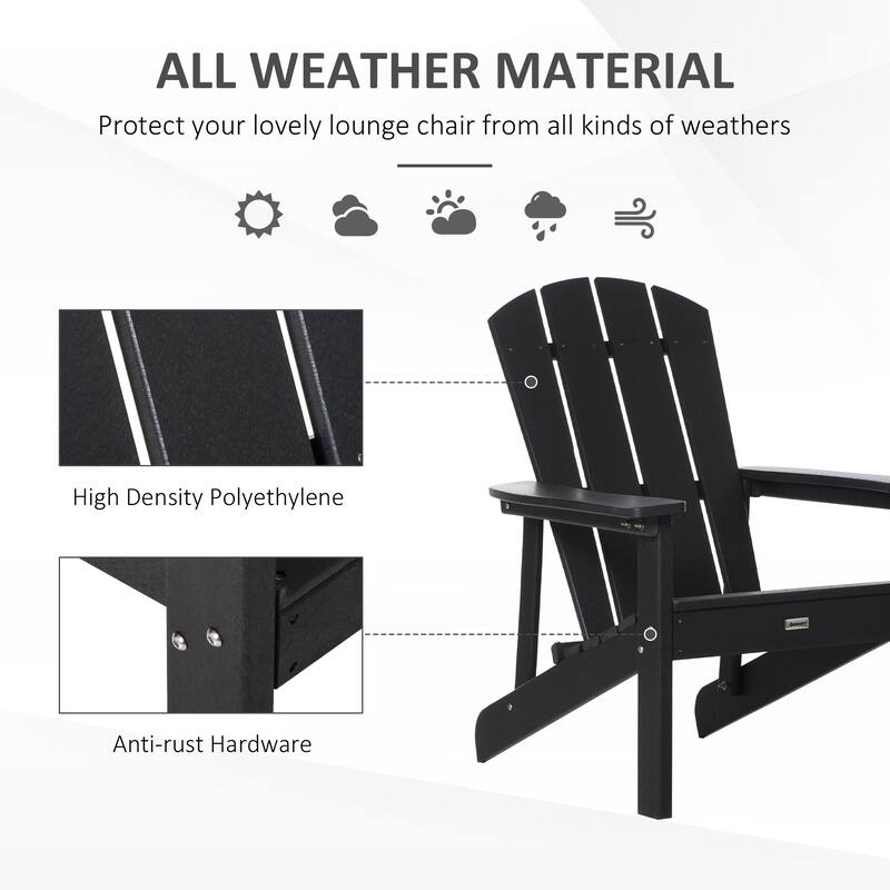 Outsunny Plastic Adirondack Chair, HDPE Fire Pit Chair with High Back for Backyard, Garden