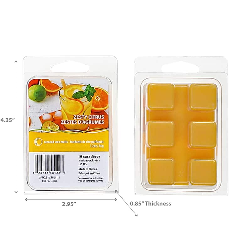 IH Casa Decor 6Pk Scented Wax Melts Zesty Citrus - Set of 4 - Yellow