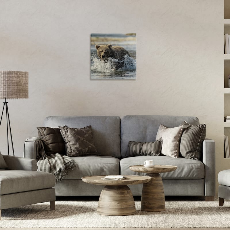Stupell Bear Splashing in River Canvas Wall Art Design By Danita Delimont