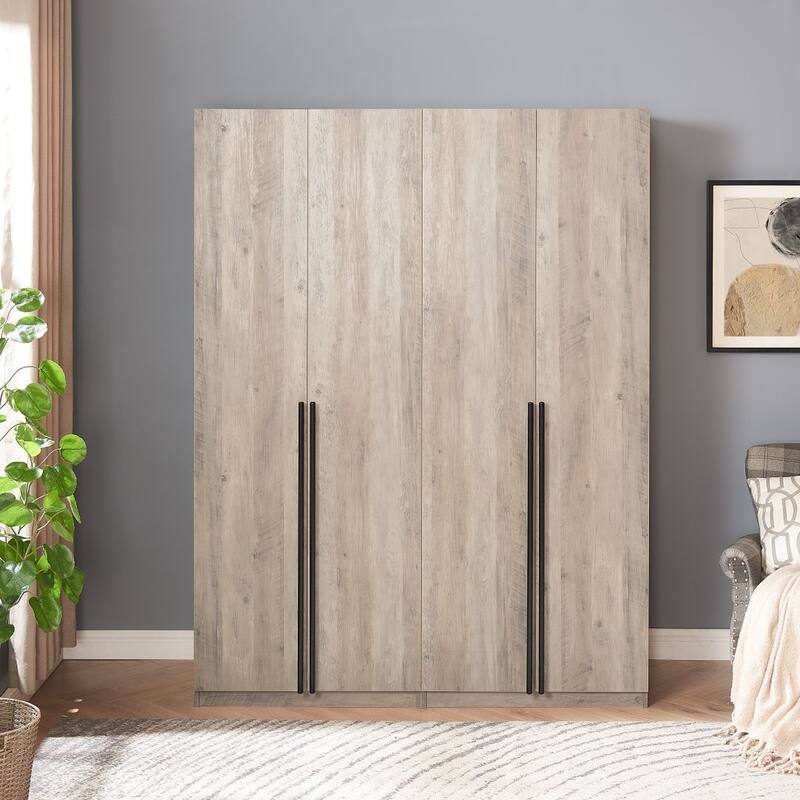 Manhattan Comfort Lee Modern Freestanding 2-Piece Module Wardrobe Closet Armoire - Rustic Grey