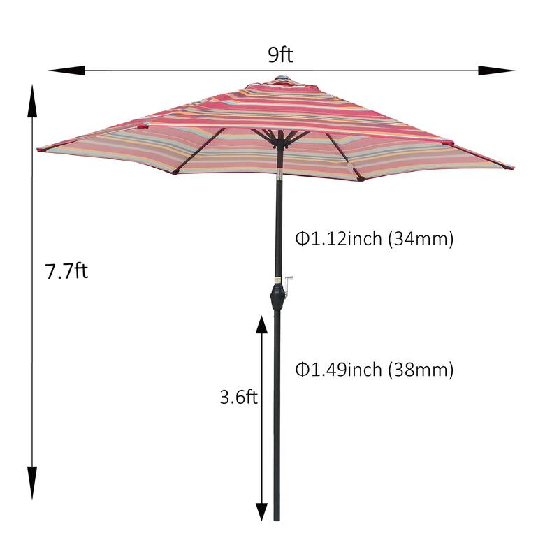 9ft Patio Umbrella Market Round Umbrella Outdoor Garden Umbrellas with Crank and Push Button Tilt for Garden Backyard Pool
