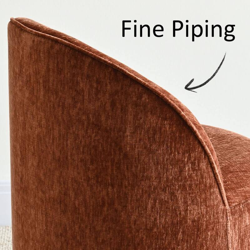 Upholstered Chenille Barrel Accent Chair with Castors(Set of 2)