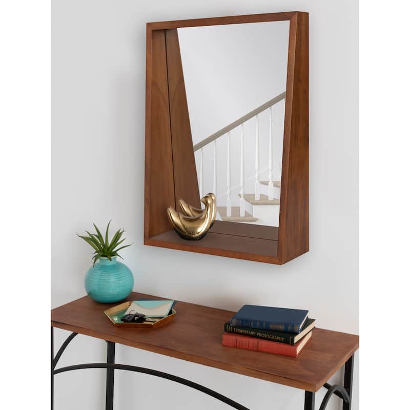 Kate and Laurel Hutton Wood Framed Wall Mirror with Shelf - 18x24