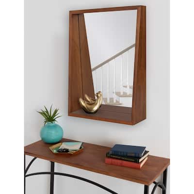 Kate and Laurel Hutton Wood Framed Wall Mirror with Shelf - 18x24