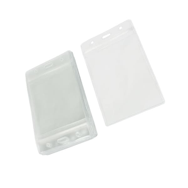 clear plastic id card sleeves Vertical Badge Holder Name Tag Holders Set of 10 Long Lasting Credential Holder that is Easy to Wipe Clean and Reuse for Office Clear Vinyl ID Badge Holder