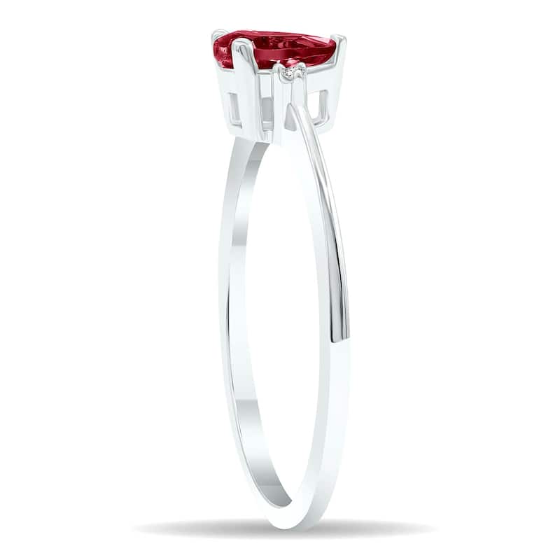 Women's Ruby and Diamond Classic Band in 10K White Gold