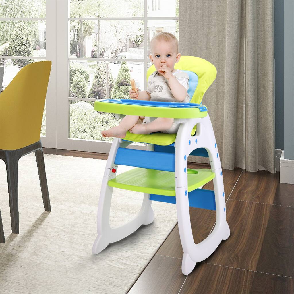 High Chairs Baby Toddler, Table Booster Seat Adjustable W/Tray, Green
