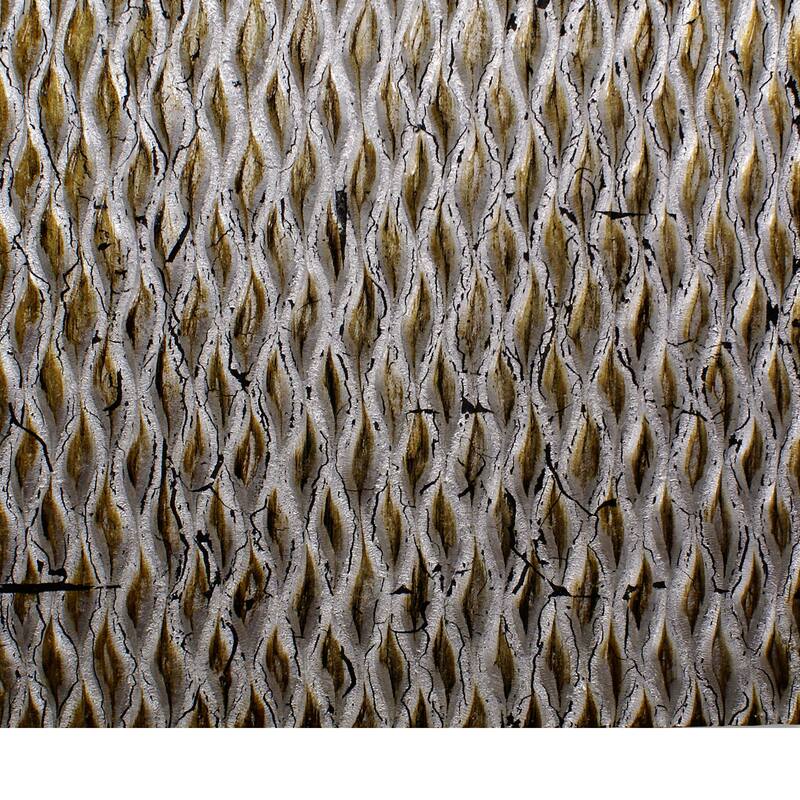 Modern Style Wooden Wall Decor with Patterned Carving, Small, Silver - 6 x 12