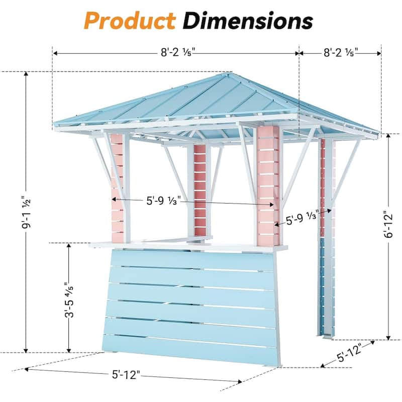Grill Gazebo with USB Charging Socket and Hooks, Gazebo with 2 Open Sides, Galvanized Steel Pavilion for Backyard, BBQ, Party