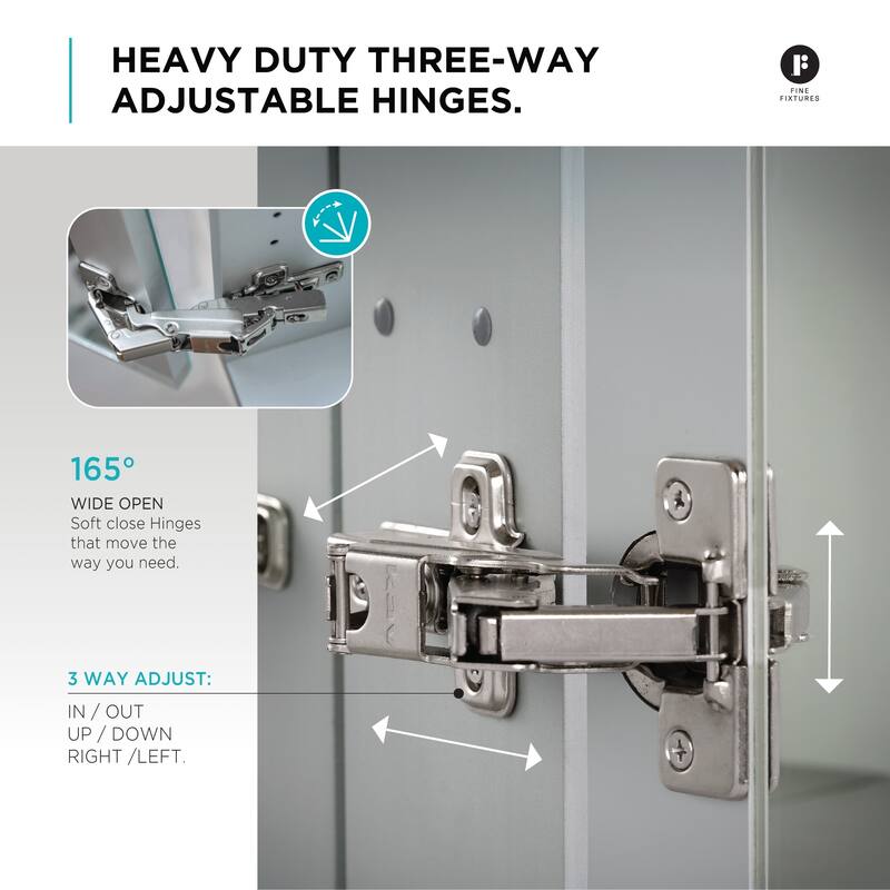 Bathroom Medicine Cabinet, Aluminum, Recessed/Surface Mount, Mirrored Interior w/LED