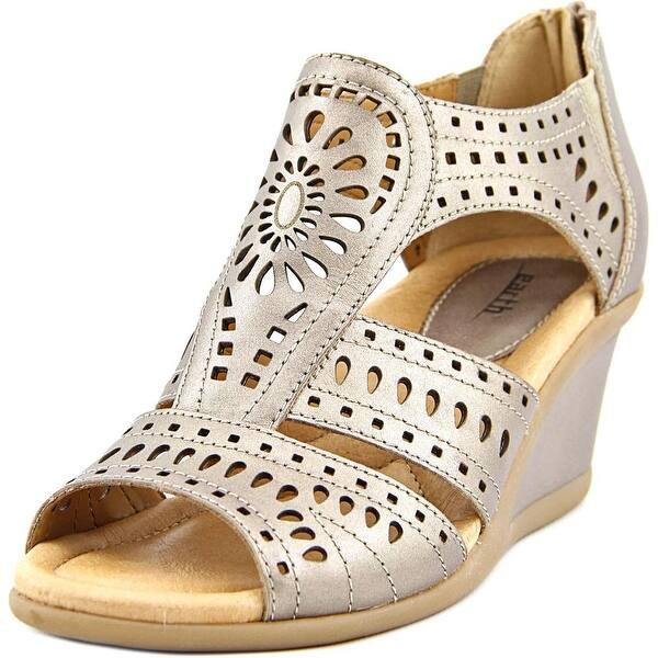 Shop Earth Crown Women Open Toe Leather Gold Wedge Sandal Overstock 14454838