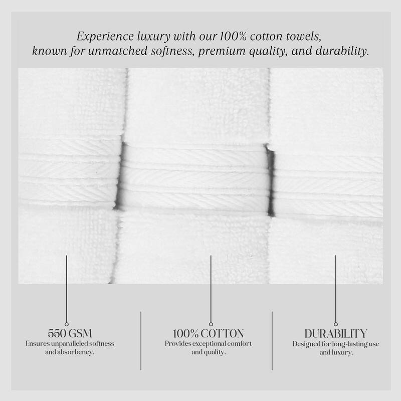 Home Weavers Elegance Essentials 550GSM Cotton Zero Twist Super Absorbent Hand Towel Set of 4