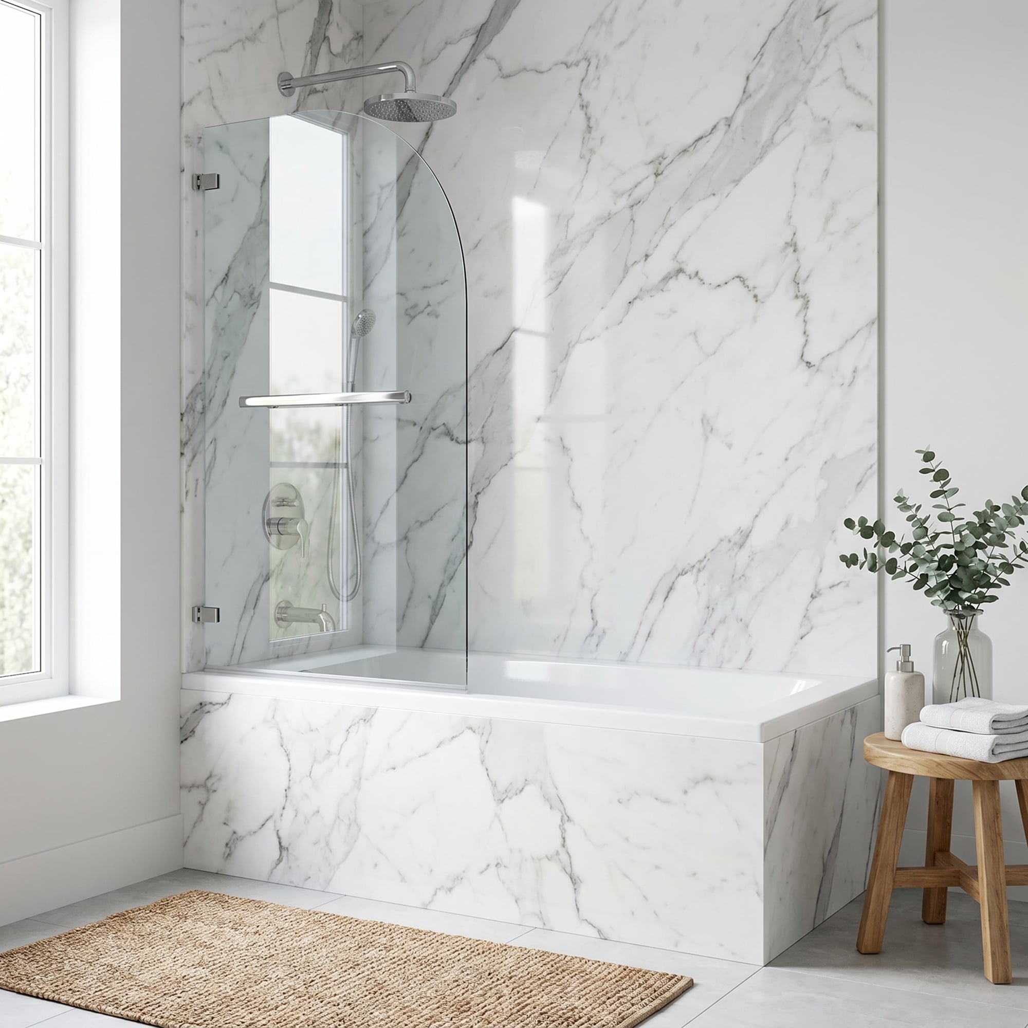 VIGO Orion 34" W x 58" H Frameless Hinged Tub Door in Chrome