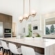 preview thumbnail 2 of 8, Mid-Century Modern 3-Light Gold Frosted Glass Linear Chandelier for Kitchen Island - 30"W x 7.5"H