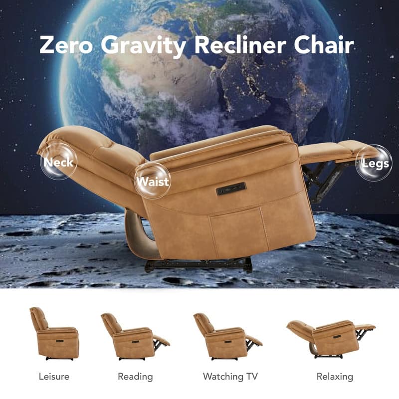 Spruce & Spring Dual Motor Zero Gravity Power Recliner with Power Headrest