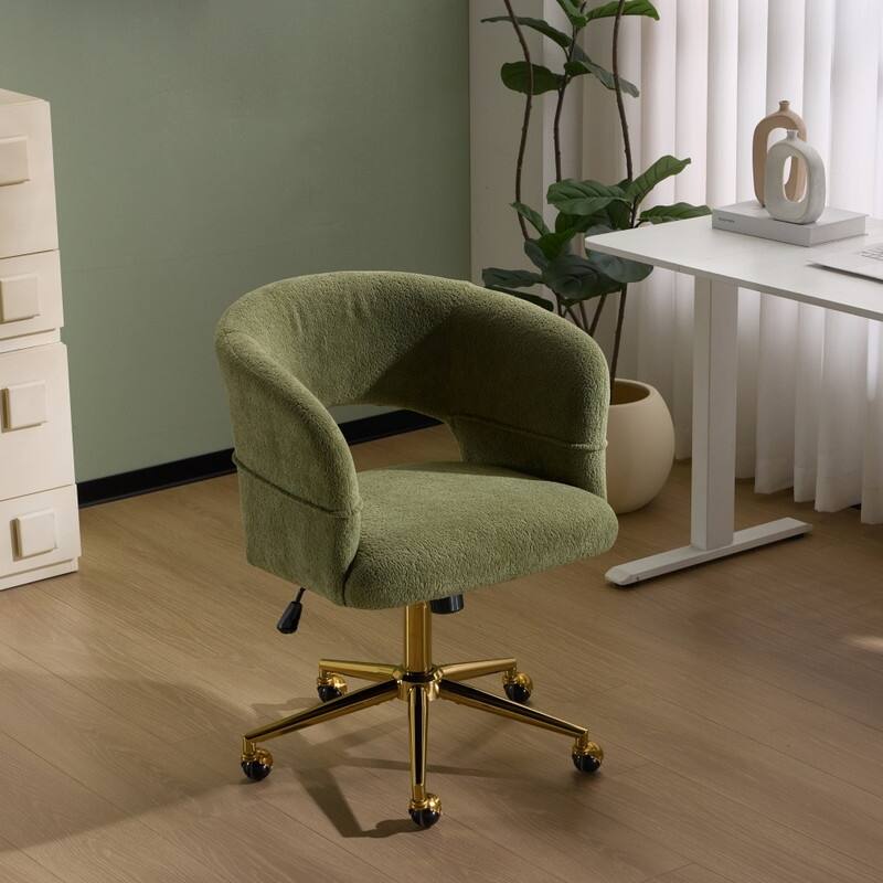 22.64 Inch Velvet Ring Backrest Swivel Office Chair