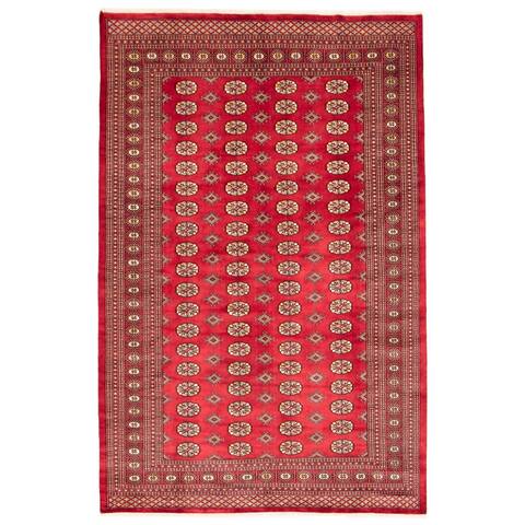 ECARPETGALLERY Hand-knotted Finest Peshawar Bokhara Dark Red Wool Rug - 6'8 x 10'4