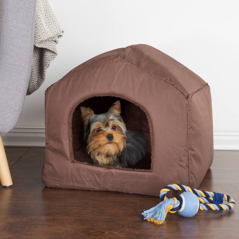 PETMAKER Covered Dog Bed with Removable Sherpa Pad for Pets 35lbs