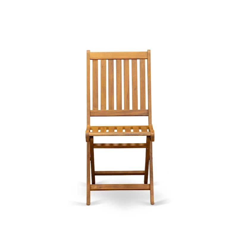 Outdoor Dining Chairs - Patio Furniture Set - Wooden Folding Chairs - Natural Finish - Set of 2 - 35