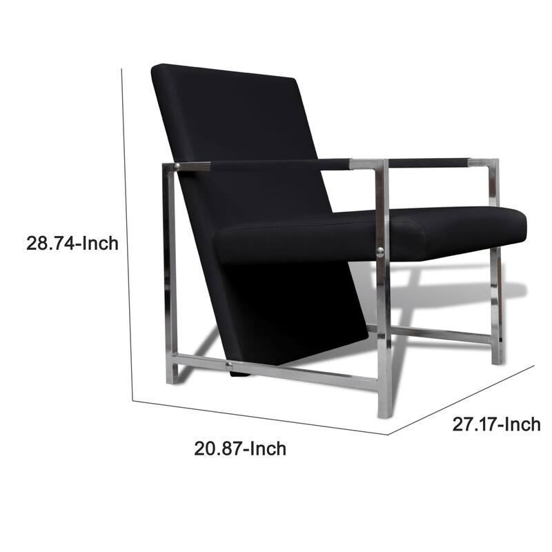 Sanna Ergonomic Armchair, Cubic Solid Wood Frame, Black Faux Leather