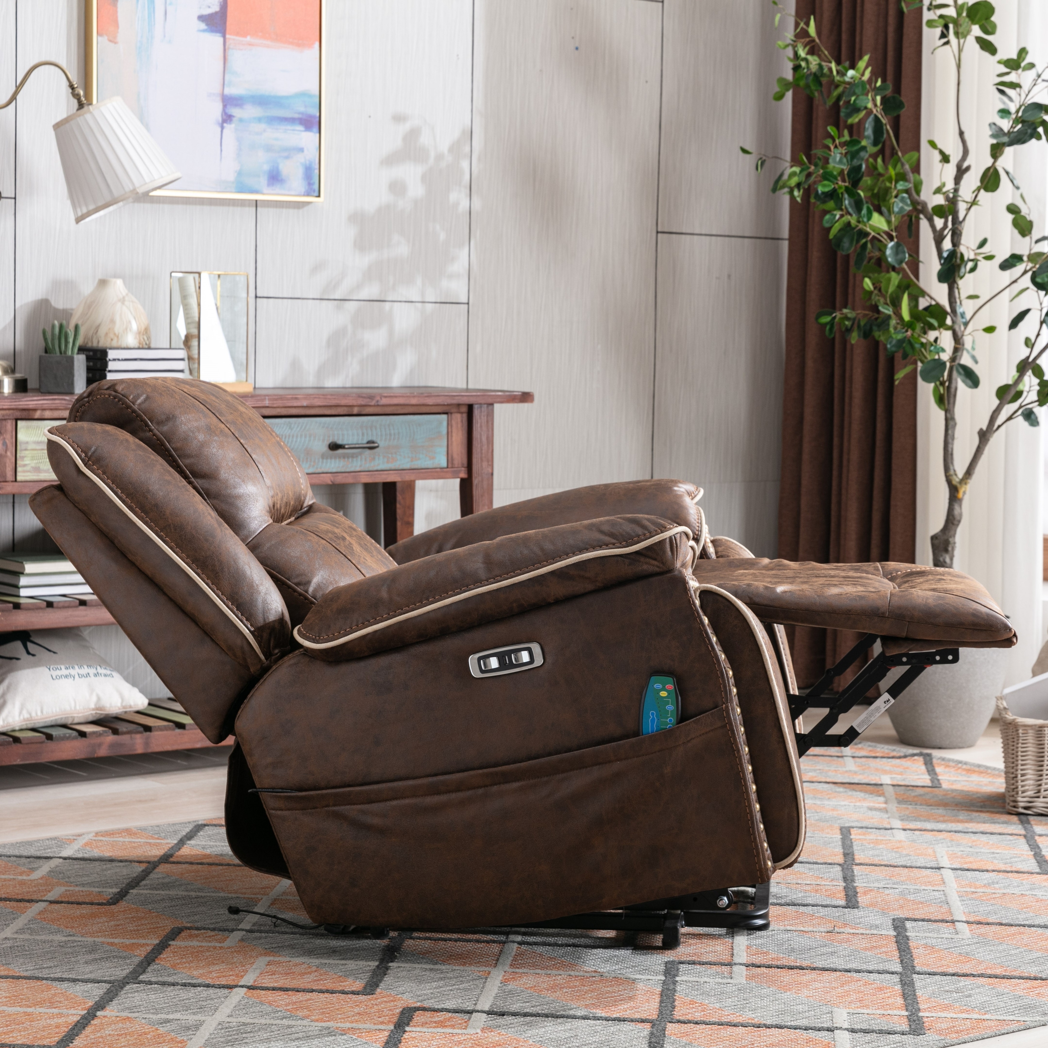 Recliner with massage and cup 2025 holder