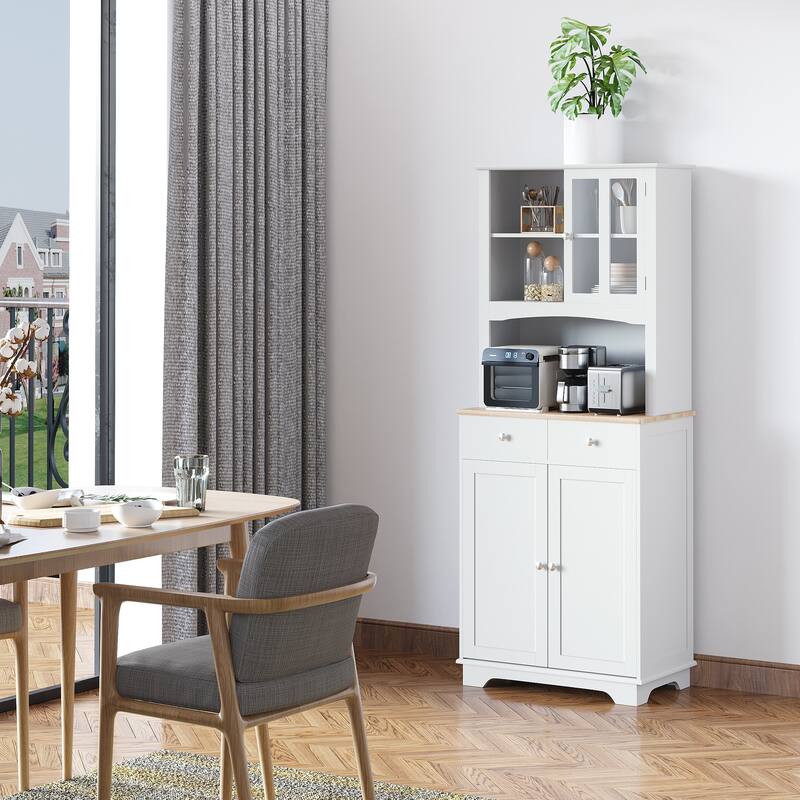 Pantry Cabinet with Adjustable Shelf and 2 Drawers