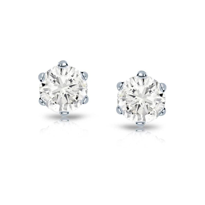 Auriya 3/4ctw Round Diamond Stud Earrings 14k Gold 6-Prong (J-K, I2-I3)