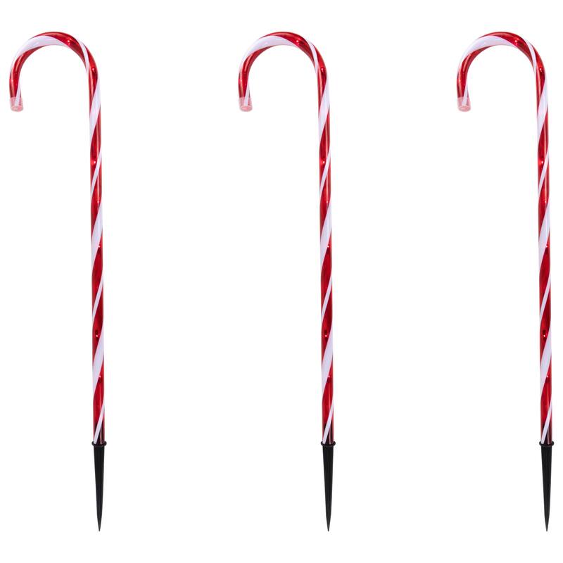 Set of 3 Twinkle Candy Cane Pathway Markers 26"