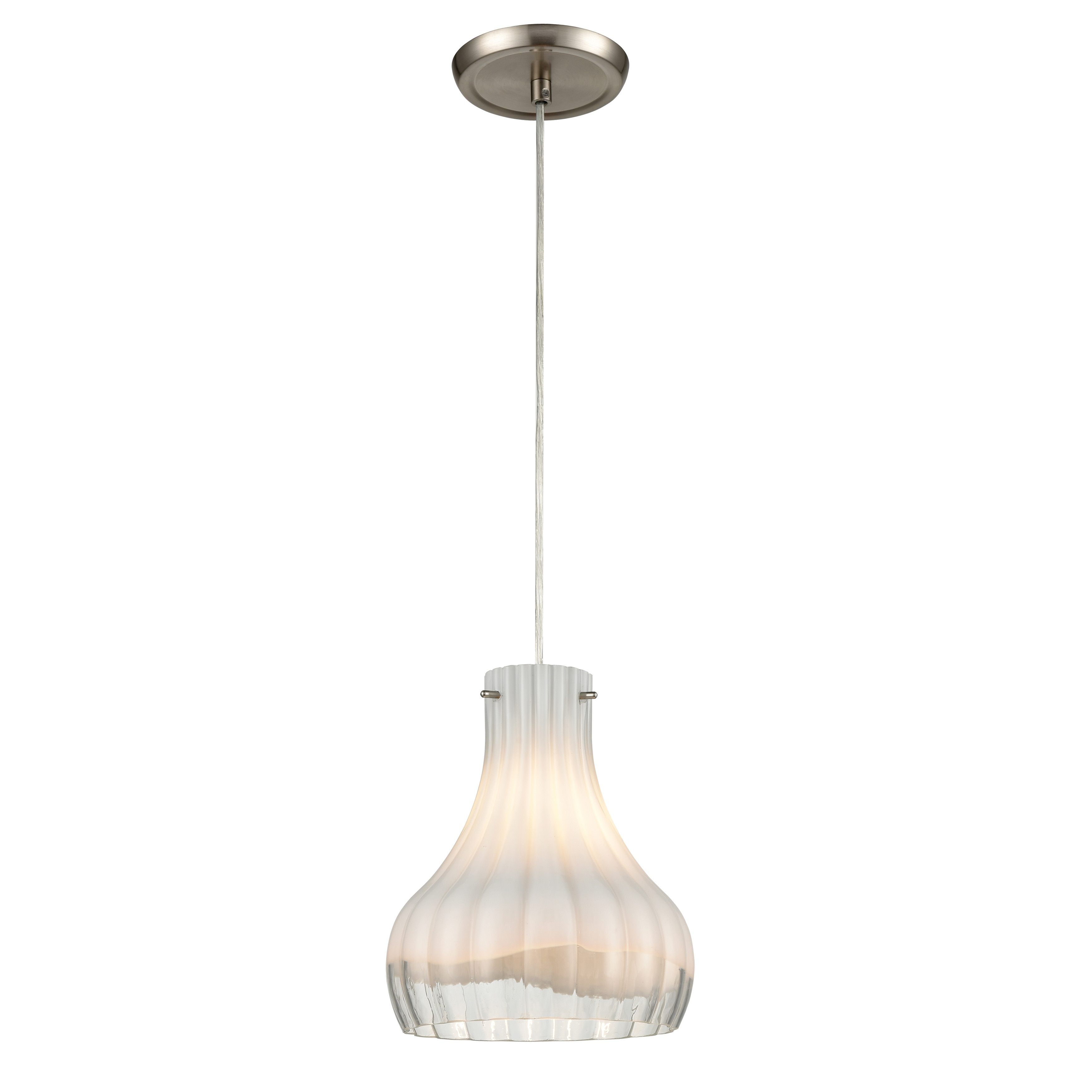 Elk Home Coastal Scallop Satin Nickel With Clear Glass 1 Light Pendant
