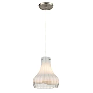 Elk Home Coastal Scallop Satin Nickel With Clear Glass 1 Light Pendant