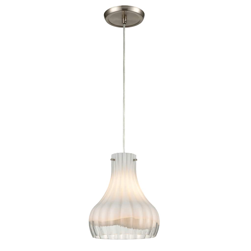 Elk Home Coastal Scallop Satin Nickel With Clear Glass 1 Light Pendant