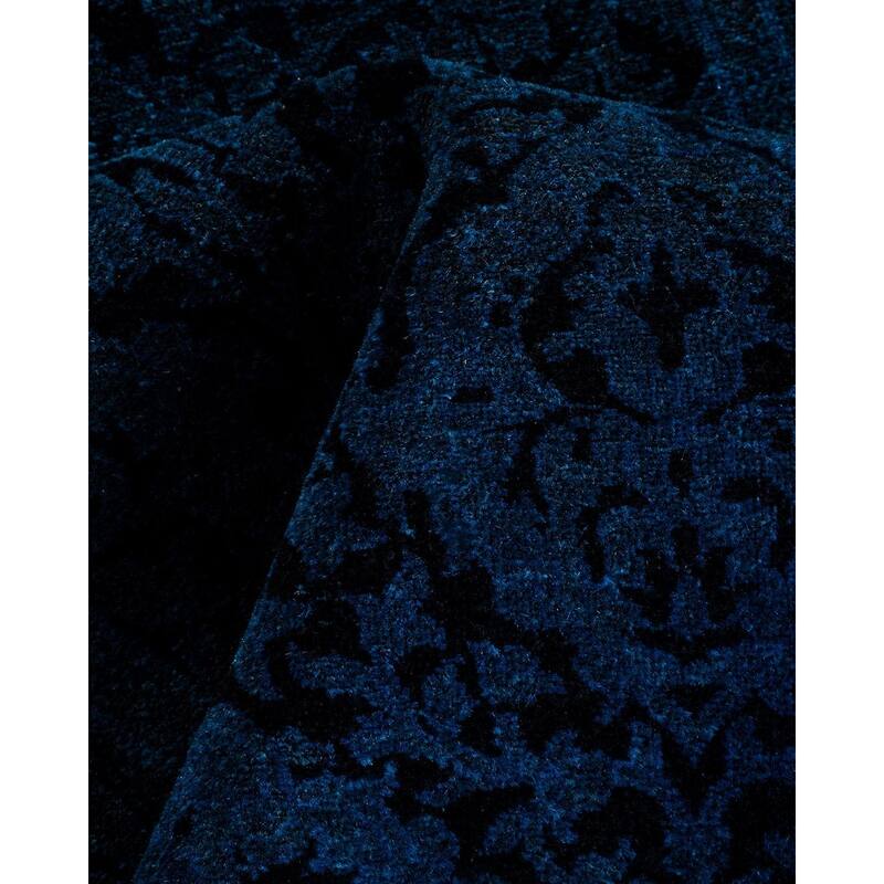 Overton Hand Knotted Wool Vintage Inspired Modern Contemporary Overdyed Blue Runner Rug - 2' 6" x 19' 1"