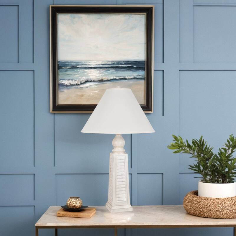 29" Shutter Table Lamp with Shade, Cream (Set of 2)