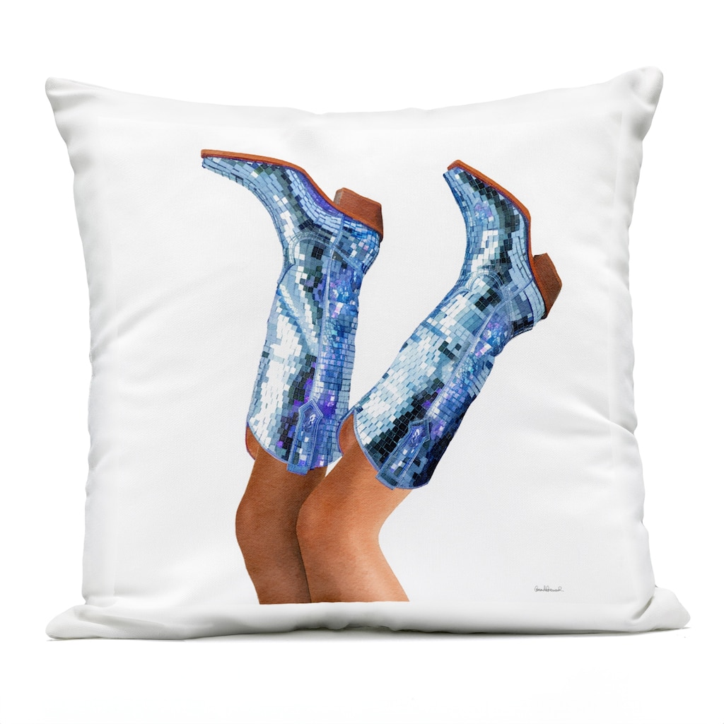 Stupell Blue Glam Cowgirl Boots Printed Outdoor Throw Pillow Design by Amanda Greenwood