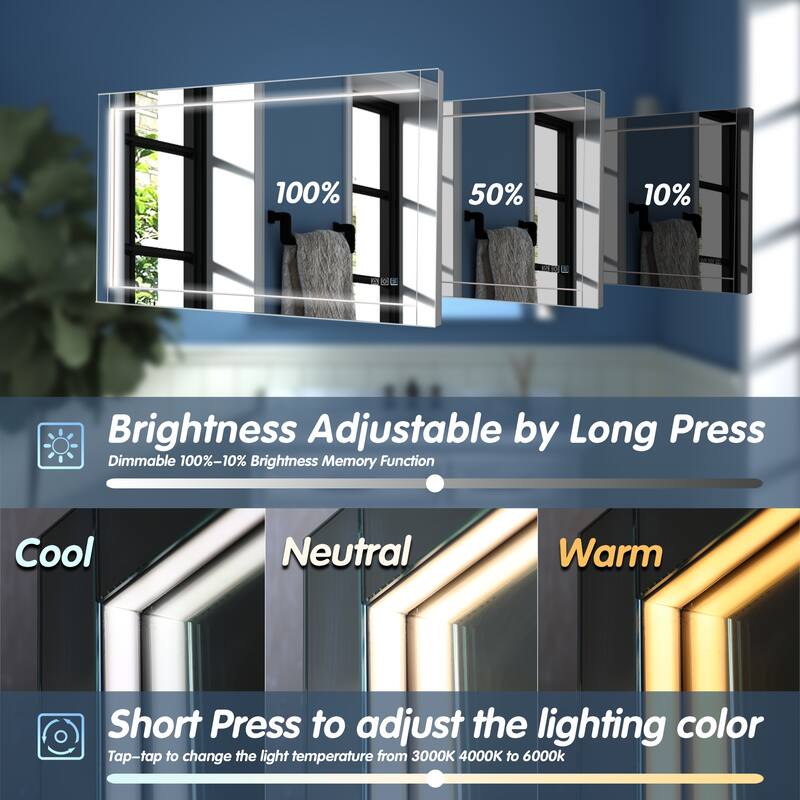 ExBrite LED Lighted Bathroom Mirror with Defog and Stepless Dimming