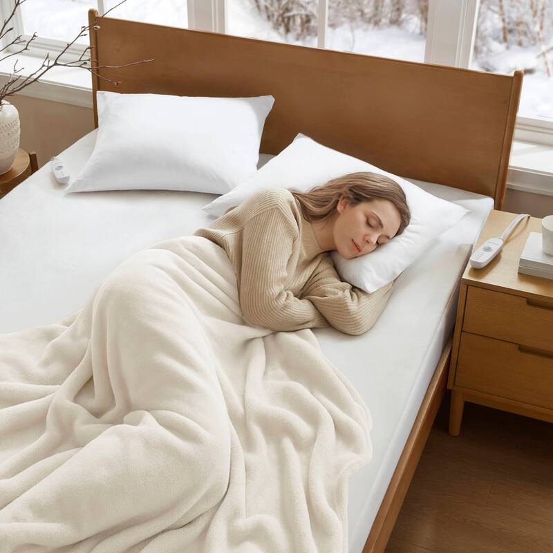 1-Piece Queen Heated Mattress Pad,White