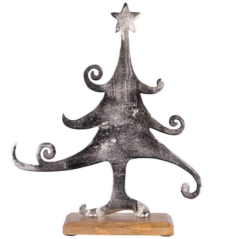 Swirling Metal Tree Christmas Decoration - 13.5"