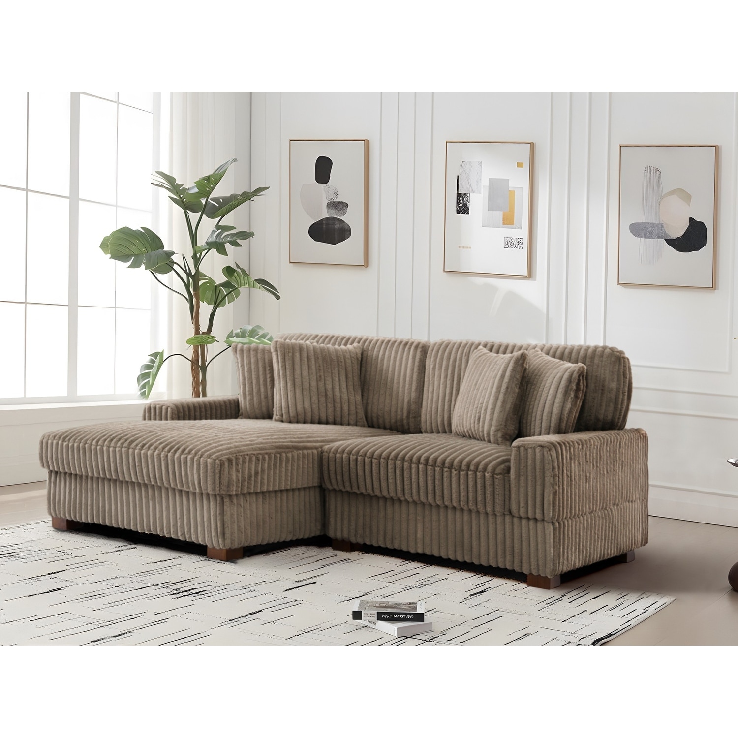 118.4"W Plush Modular Sectional Sofa with Pillows