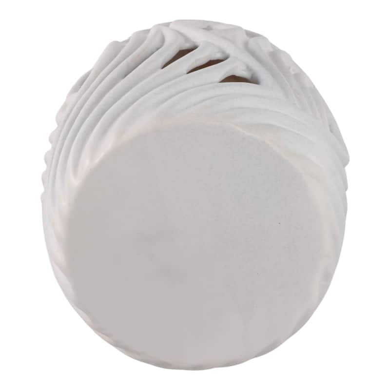 Ceramic Garden Stool Openwork Wave Design for Home Office - 19" White