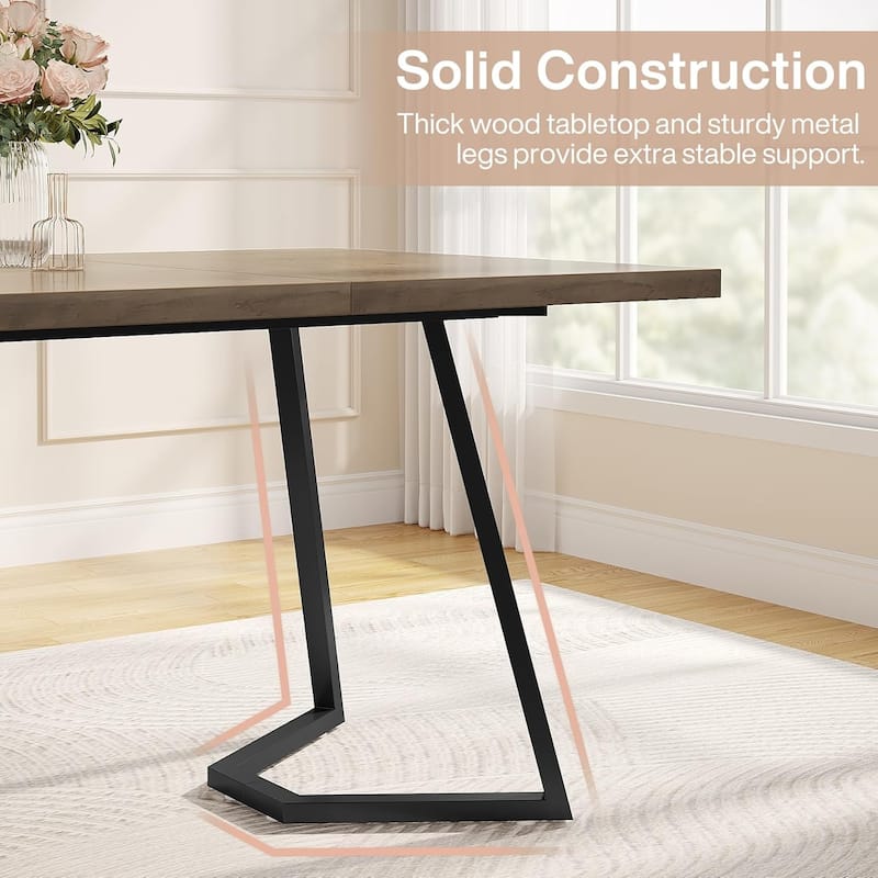 Modern Dining Table, White Faux Marble Small Kitchen Table for Family