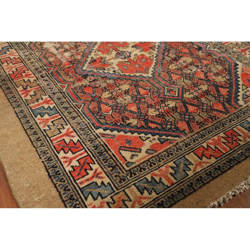 Pre-1900 Antique Vegetable Dye Serab Foyer Rug Handmade Wool Carpet - 3'3"x 3'11"