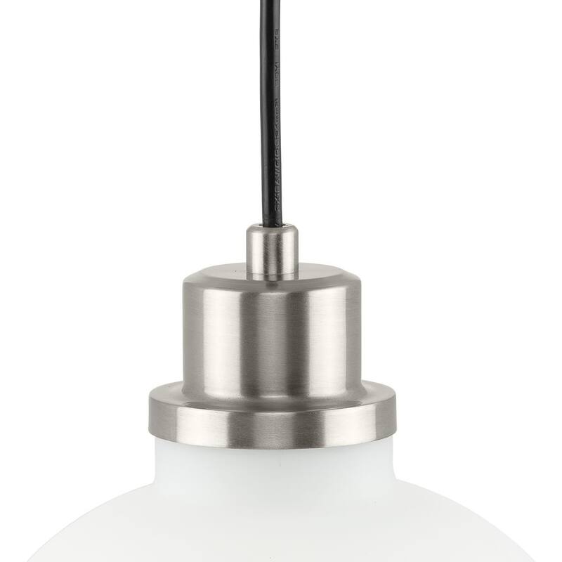 Garris Collection One-Light Brushed Nickel Etched Opal Glass Transitional Mini-Pendant - 8 in x 8 in x 8.25 in