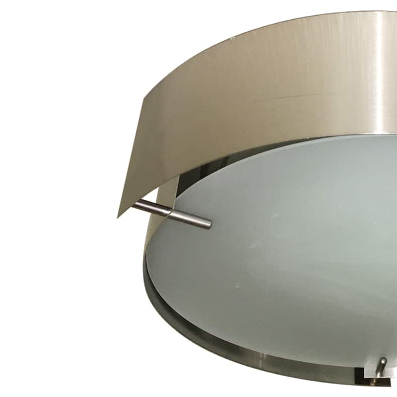 17" Diameter PS with Etched Glass with Bulbs Included - Brushed Nickel