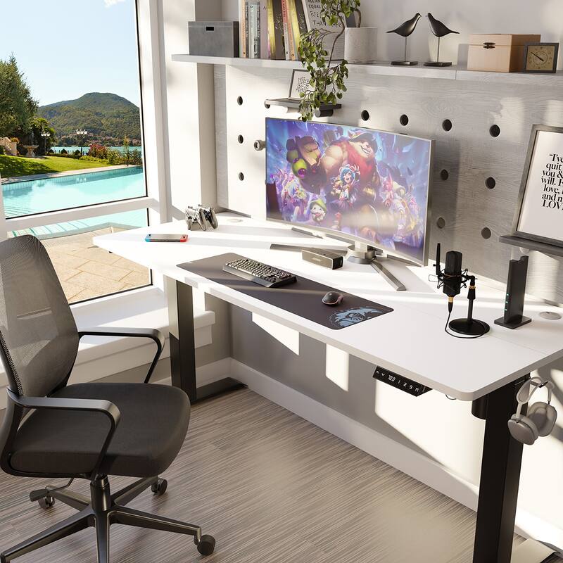 Futzca Height Adjustable Electric Standing Desk Sit Stand Computer Stand up Desk with Splice Board